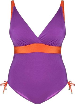 Fiorella Rubino Color Block One-Piece Swimsuit - Dames - Badpakken - Paars - XL - Polyester - Badmode