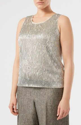 Marina Rinaldi Celebre Sequin Sleeveless Top in Silver at Nordstrom, Size X-Large