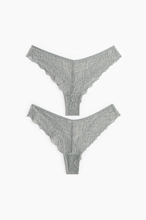 H&M 2er-Pack Brazil Slips aus Spitze - Grau