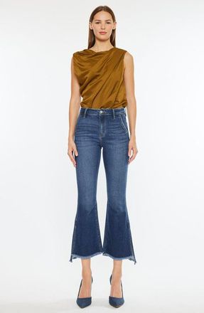 Kancan Reba High Rise Cropped Flare Jeans in Medium Wash at Nordstrom, Size 26