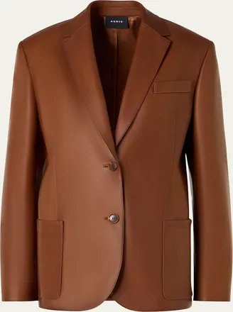 Akris Kora Nappa Leather Single-Breasted Jacket