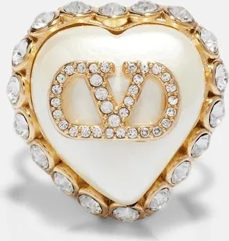 Valentino VLogo faux pearl-embellished ring