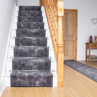 Runrug Stair Runner Carpet - Durable, Non-Slip, 5.4mm - Tribe in Dark Grey | Size: 66 cm x 600 cm