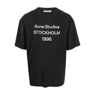 Acne Studios T-Shirts, male, Black, M, Logo T-shirt