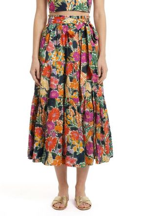 Change of Scenery Jenni Tiered Belted Smock Waist Skirt in Gardenia at Nordstrom, Size X-Large