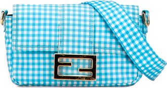Fendi Pre-owned Womens Baguette Gingham Shoulder Bag - Blue Cotton - One Size