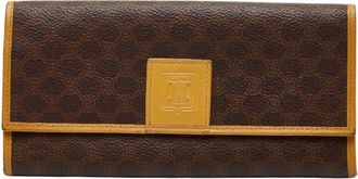 Celine Beige Brown Pvc Leather Long Wallet (Tri-Fold) (Pre-Owned)