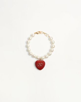 Valentino Garavani Coeur Royal Bracelet In Metal, Enamel And Beads Wo