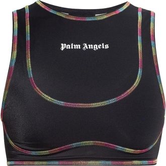 Palm Angels Crop Top met Pailletten - Dames - Tops zonder mouwen - Zwart - S - Pailletten - Tops