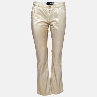 Love Moschino Gold Foil Print Denim Straight Fit Jeans M/waist