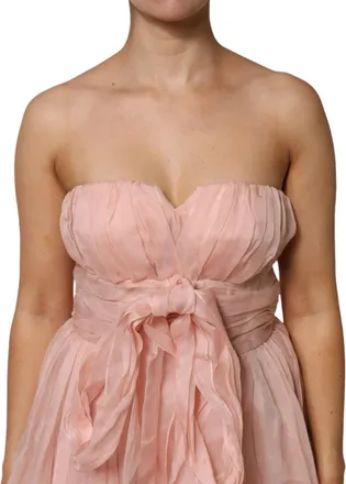 Dolce & Gabbana Pink Silk Chiffon A-line Pleated Midi Womens Dress
