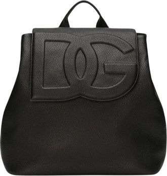 Dolce & Gabbana Zwarte Gehamerd Leren Rugzak - Heren - Rugzakken - Zwart - ONE Size - Leer - Tassen