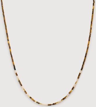 Monica Vinader Gold Delphi Multi Gemstone Beaded Necklace Tigers Eye
