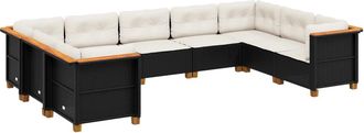 vidaXL Set De Sof&aacute;s De Jard&iacute;n 8 Piezas Y Cojines Rat&aacute;n Sint&eacute;tico Negro Vidaxl