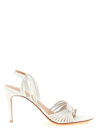 Santoni White Lamb Leather Stiletto Heel Womens Sandals