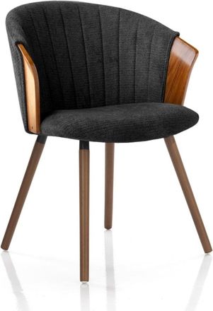 Oresteluchetta Silla madera curvada nogal, tejido negro hidr&oacute;fugo al75xan60xpr57 cm