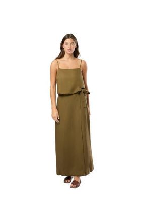 Onia Air Linen Maxi Wrap Skirt in Olive at Nordstrom, Size X-Small