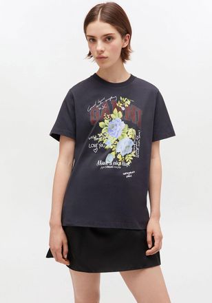 Ganni Mixed Black Rose T-shirt - Size XXS Cotton