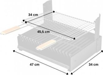 HOME MAISON Somagic - Barbacoa De Carb&oacute;n Ajustable En 3 Alturas Grilloir Parrilla De Pie