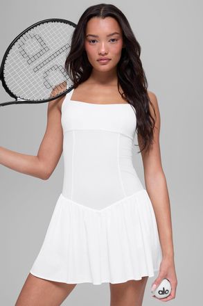 Alo Alosoft Break Point Tennis Dress in White, Size: Medium