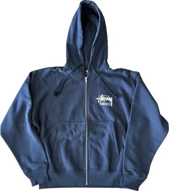 Stüssy Felpa con stampa, zip e cappuccio - Blu