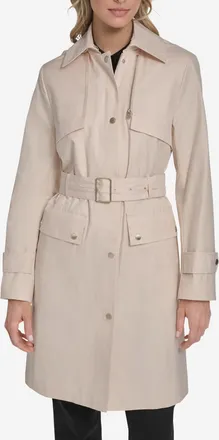 Cole Haan Womens Belted Trench Coat - Beige Size Medium Water-Resistant