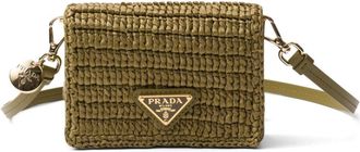 Prada enamel triangle logo crochet purse - women - Leather/Fabric - One Size - Green