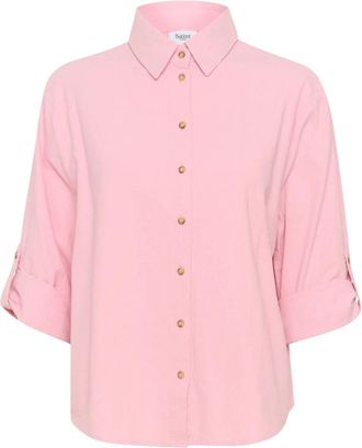 Saint Tropez Zalinda SZ Shirt - Dames - Overhemden - Roze - S - Katoen - Overhemden