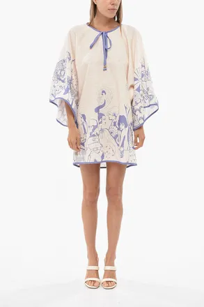 Zimmermann Mini Kaftan Dress MAXINE Flared with Contrast Prints Zimmermann