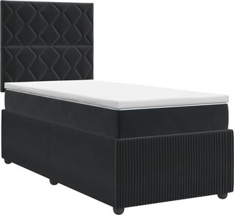 vidaXL Cama Box Spring Con Colch&oacute;n Negro 100 X 200 Cm Terciopelo Vidaxl