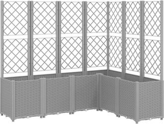 vidaXL Jardinera con enrejado pp gris claro 160x120x140 cm Vidaxl