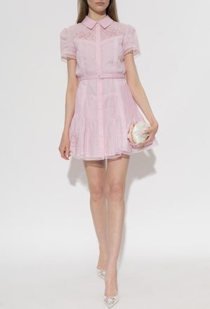 Self Portrait Dress With Belt, Womens, Pink