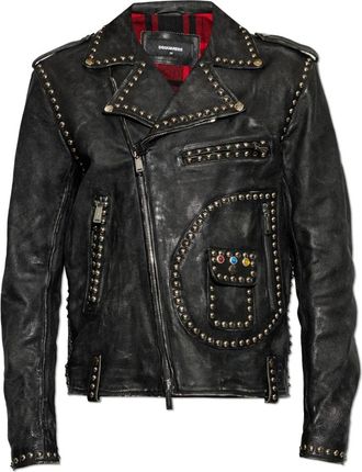 Dsquared2 Jassen, Heren, Zwart, L, Katoen, Leren jas met vintage-effect