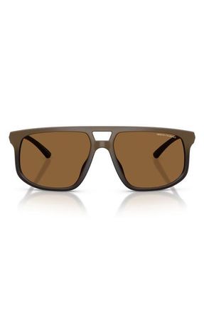 A|X Armani Exchange 58mm Pilot Sunglasses in Matte Brown /Brown at Nordstrom