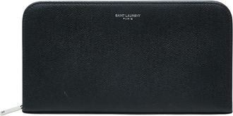 Saint Laurent Black Leather Long Wallet (Bi-Fold) (Pre-Owned)