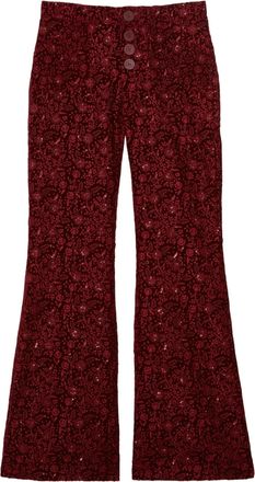 Ines De La Fressange Womens Charlotte Embroidered Pant In Bordeaux