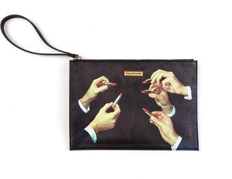 Seletti Toiletpaper Printed Handbag Cm 28 X 20 X 3 Black Lipsticks