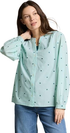 Tom Tailor Klassische Bluse TOM TAILOR, Damen, Gr. 34, blau haze heart design, Web, Obermaterial: 100% Baumwolle, bedruckt, regular fit normal, Manschette, Bluse