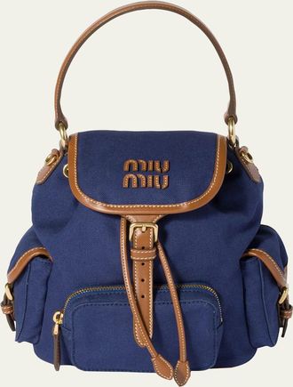 Miu Miu Cotton Canvas Drawstring Backpack