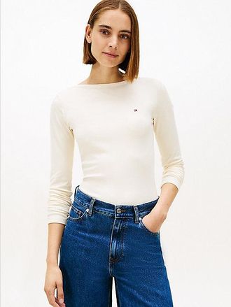Tommy Hilfiger Camiseta slim acanalada de manga larga