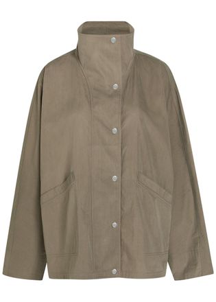Toteme Funnel-neck Cotton-blend Poplin Jacket - Grey - 32 (UK4 / Xxs)