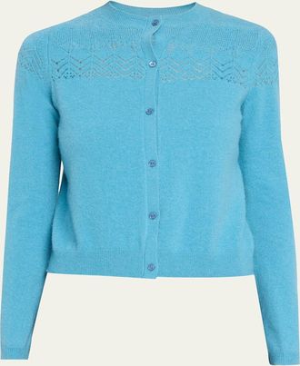 Ulla Johnson Cassia Pointelle Knit Crewneck Cardigan
