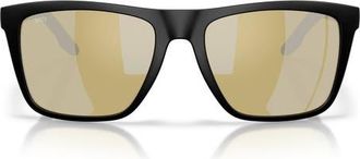 Costa Mainsail XL 59mm Mirrored Polarized Square Sunglasses in Black /Sunrise Silver 580G at Nordstrom