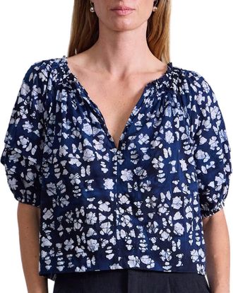 Apiece Apart Caminitas Puff Sleeve Top In Batik Geo