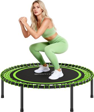 OEM Cama El&aacute;stica Fitness &Oslash;114 Cm Con Marco De Acero Reforzado Para Entrenamiento Piernas Cuerpo Verde Y Negro