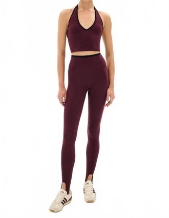 SPLITS59 River Dual Waist Airweight Stirrup Legging In Dark Cherry/black
