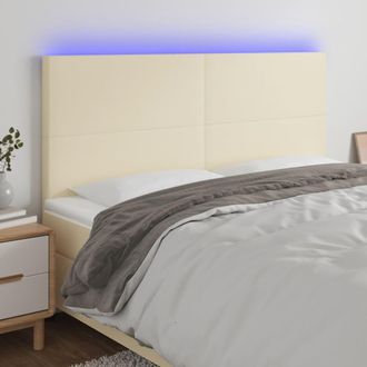 vidaXL Cabecero Con Luces Led Cuero Sint&eacute;tico Crema 200x5x118/128 Cm Vidaxl