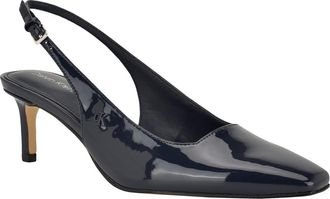 Calvin Klein Sorena Slingback Kitten Heel Pump in Navy Patent at Nordstrom, Size 9.5