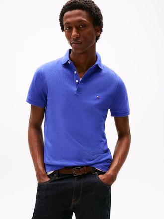 Tommy Hilfiger Poloshirt TOMMY HILFIGER 1985 SLIM POLO, Herren, Gr. L, blau (lazuli blau), Piqu&eacute;, Obermaterial: 96% Baumwolle, 4% Elasthan, Shirts Poloshirt, Markens