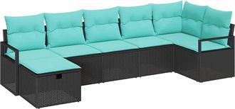 vidaXL Juego De Sof&aacute; 7 Uds. 7-n&uacute;mero De Plazas Negro Y Turquesa Vidaxl